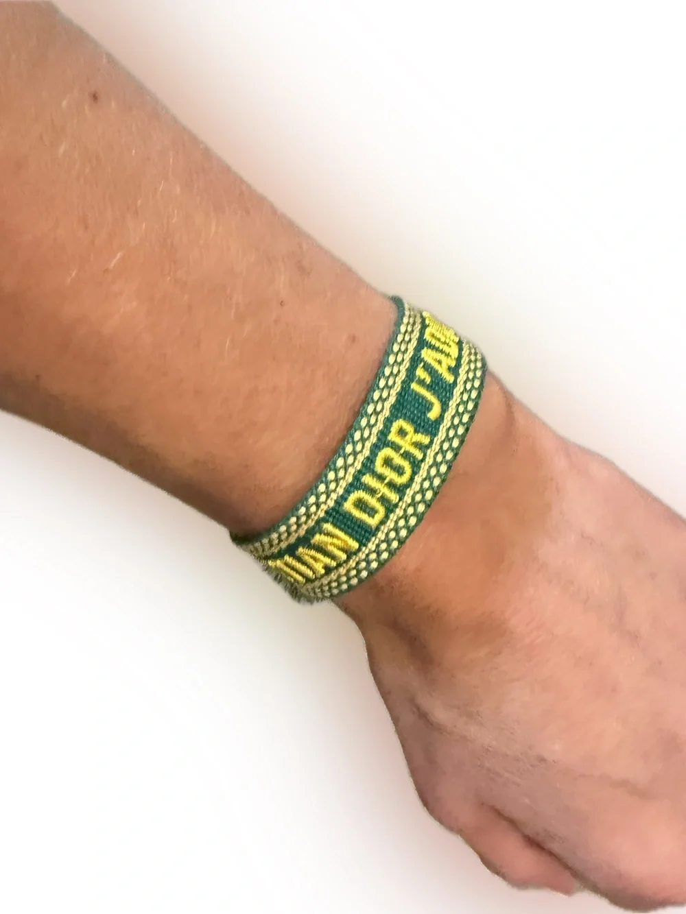 Christian Dior J'Adior Woven Friendship Bracelet in Green and Yellow